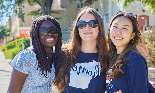 Three international students at Carroll